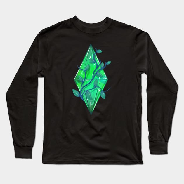 Spring green plumbob with a sprig of plant Long Sleeve T-Shirt by 2dsandy